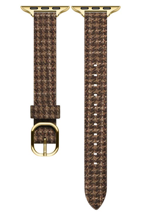 Carmen Tartan Fabric & Leather Apple Watch® Watchband