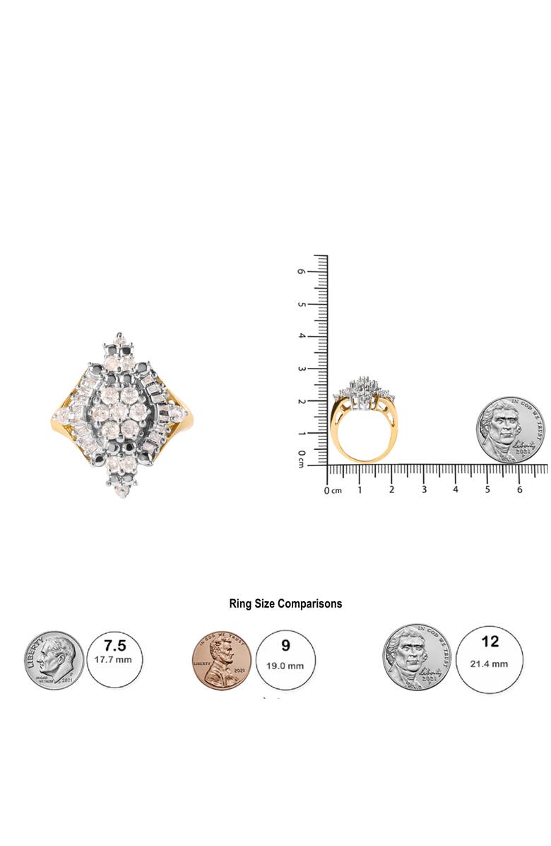 Haus of Brilliance 10K Yellow Gold 1 Cttw Diamond Cluster and Rhombus Halo Ring, Alternate, color, Yellow