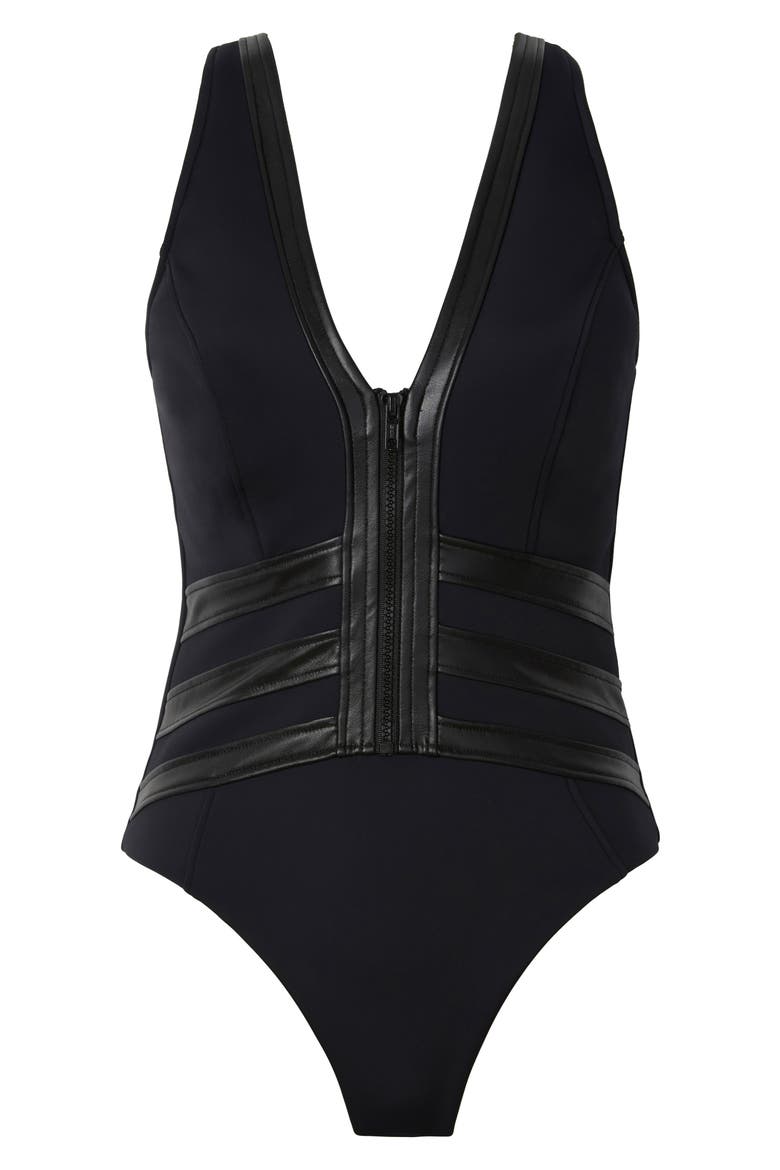 Moto Chic Sean One-Piece Swimsuit, Alternate, color, BLACK