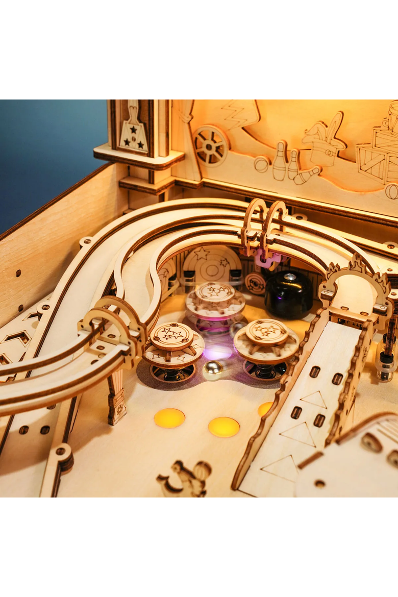 Pinball Machine DIY Building Kit by ROBOTIME, Alternate, color, Beige