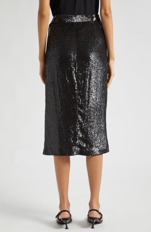 Twp Lover Sequin Vent Skirt In Black
