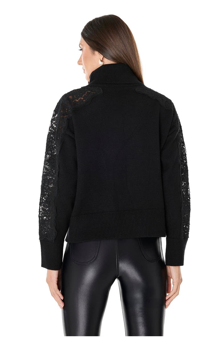 The Noli Shop Camille Lace Turtleneck Sweater, Alternate, color, Black