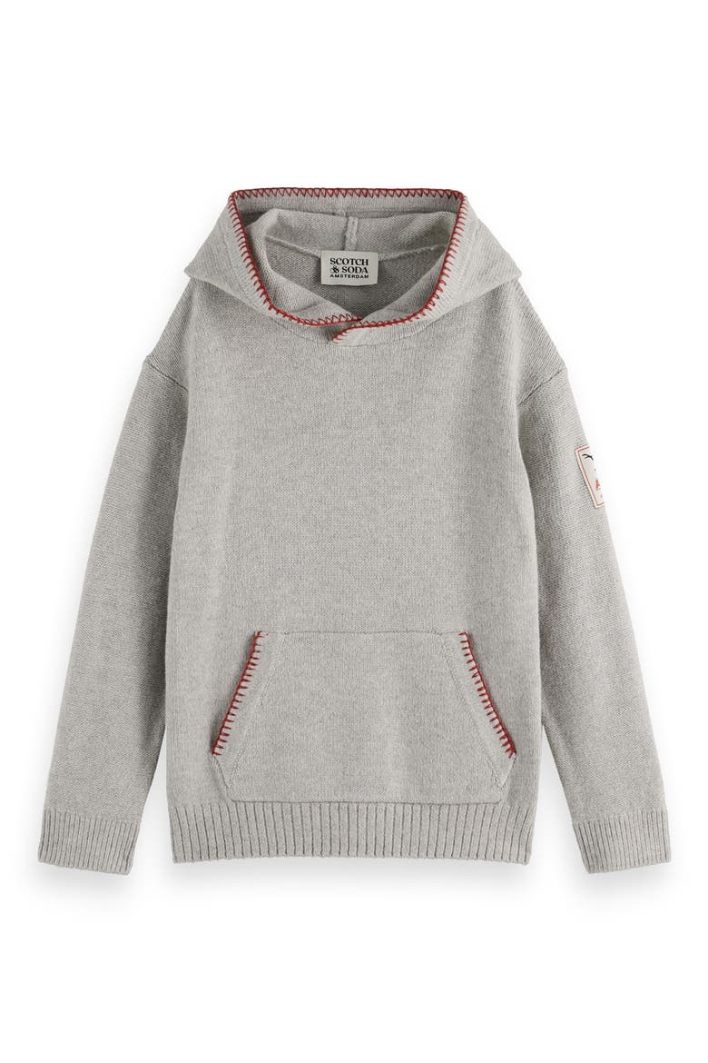 Kids' Blanket Stitch Accent Sweater Hoodie, Main, color, GREY