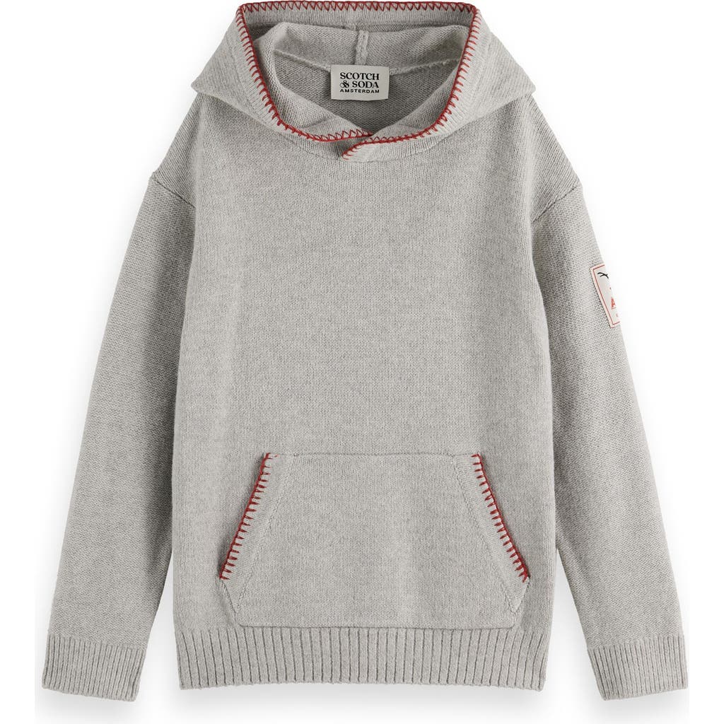 Scotch & Soda Boys' Relaxed Fit Embroidered Hoodie - Big Kid In Gray