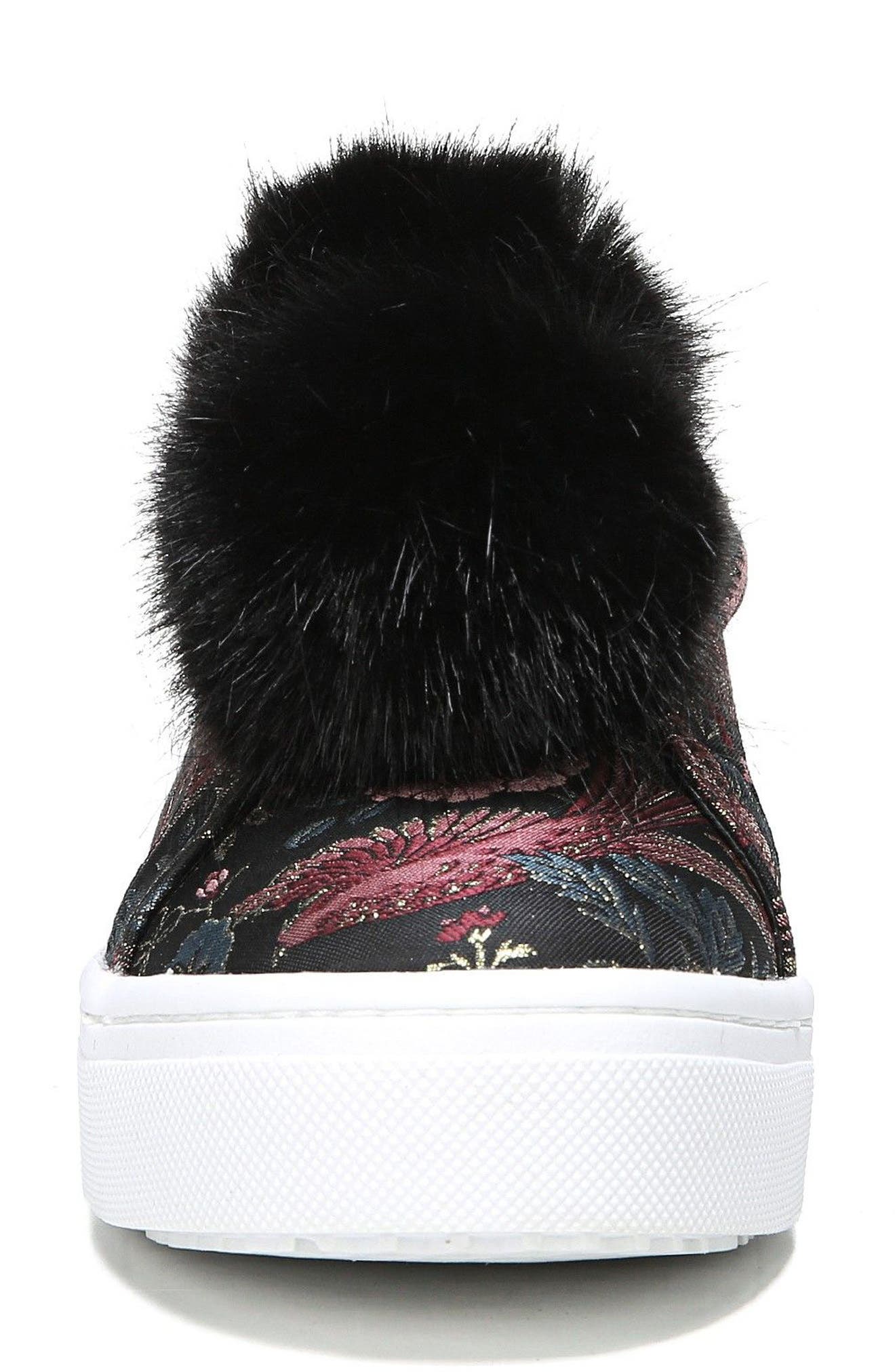 'Leya' Faux Fur Laceless Sneaker, Alternate, color, BLACK MULTI FABRIC