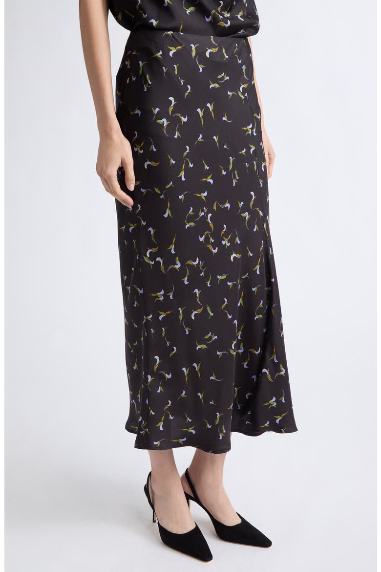 Casey Print Silk Skirt, Alternate, color, BLACK BOTANICAL