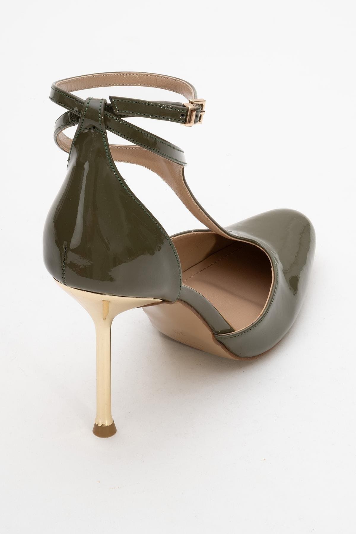 Jon T Strap Pump, Alternate, color, Khaki Patent