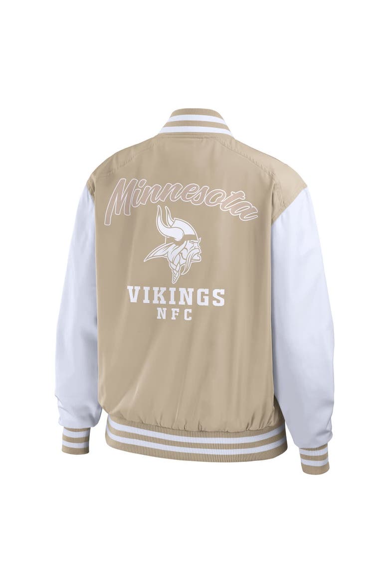 Women's WEAR by Erin Andrews Tan Minnesota Vikings Tonal Full-Zip Bomber Jacket, Alternate, color, Tan