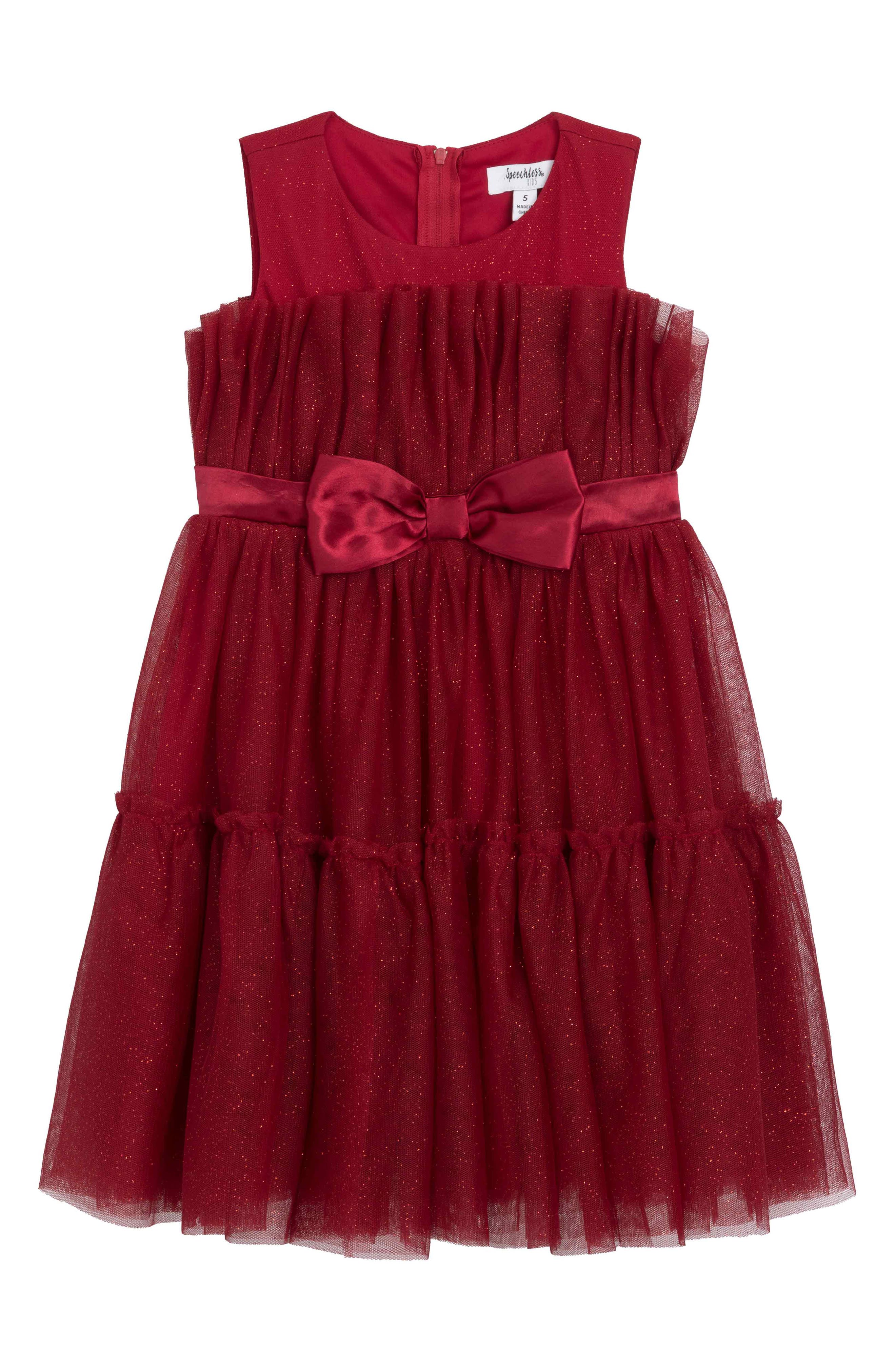 Speechless Kids' Red Glitter Cupcake Tulle Party Dress