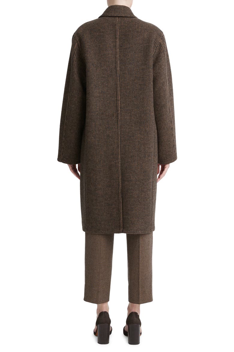 Houndstooth Check Recycled Wool Blend Coat, Alternate, color, BLACK/ CAMEL