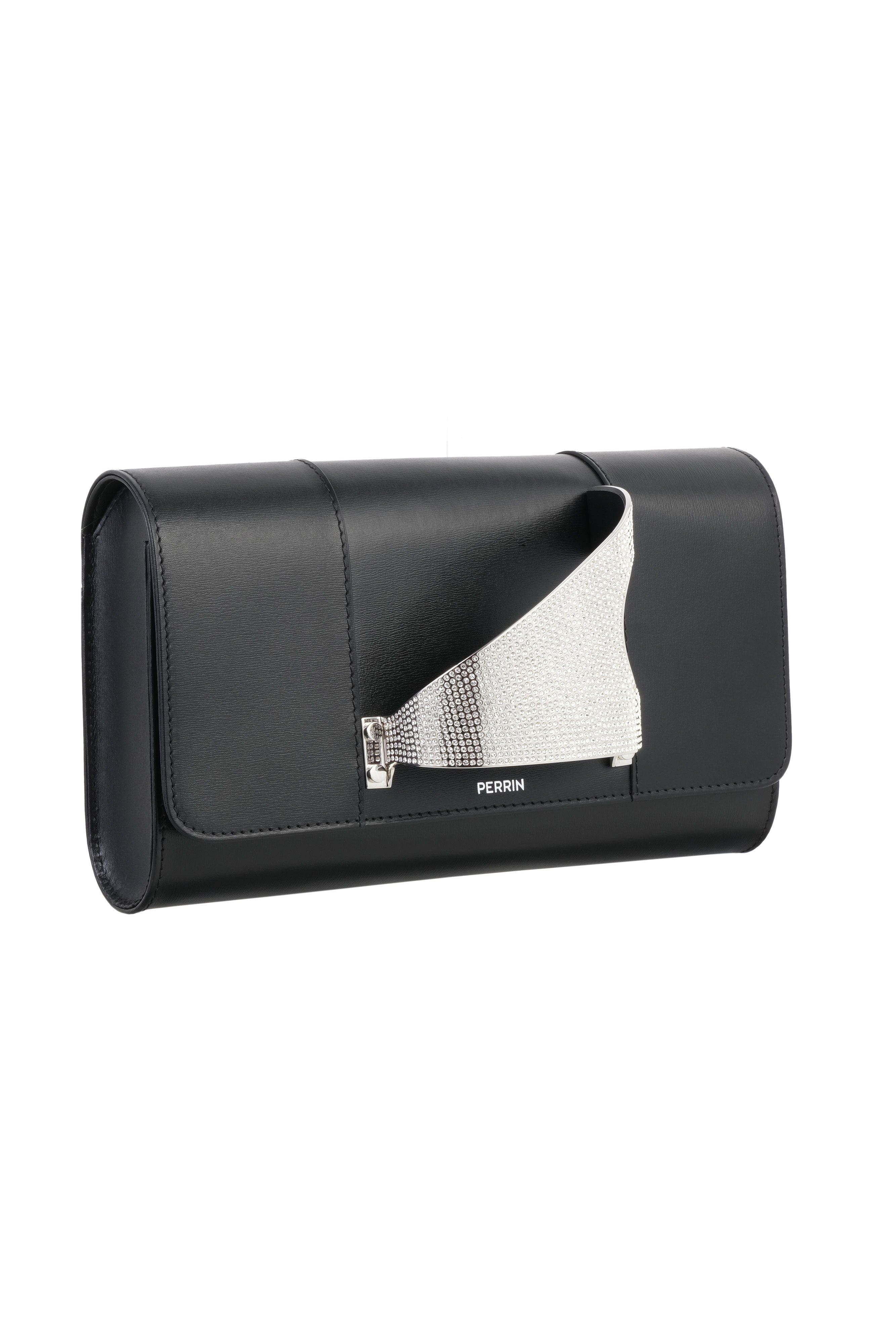 PERRIN PARIS L'Eiffel Strass Clutch, Alternate, color, Black W/ Clear Strass