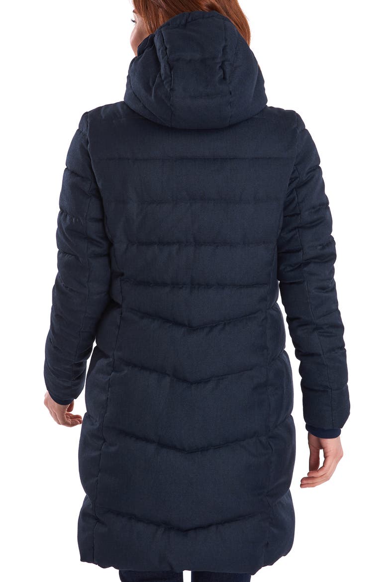 Lonnen Herringbone Channel Quilted Hooded Coat, Alternate, color, NAVY HERRINGBONE