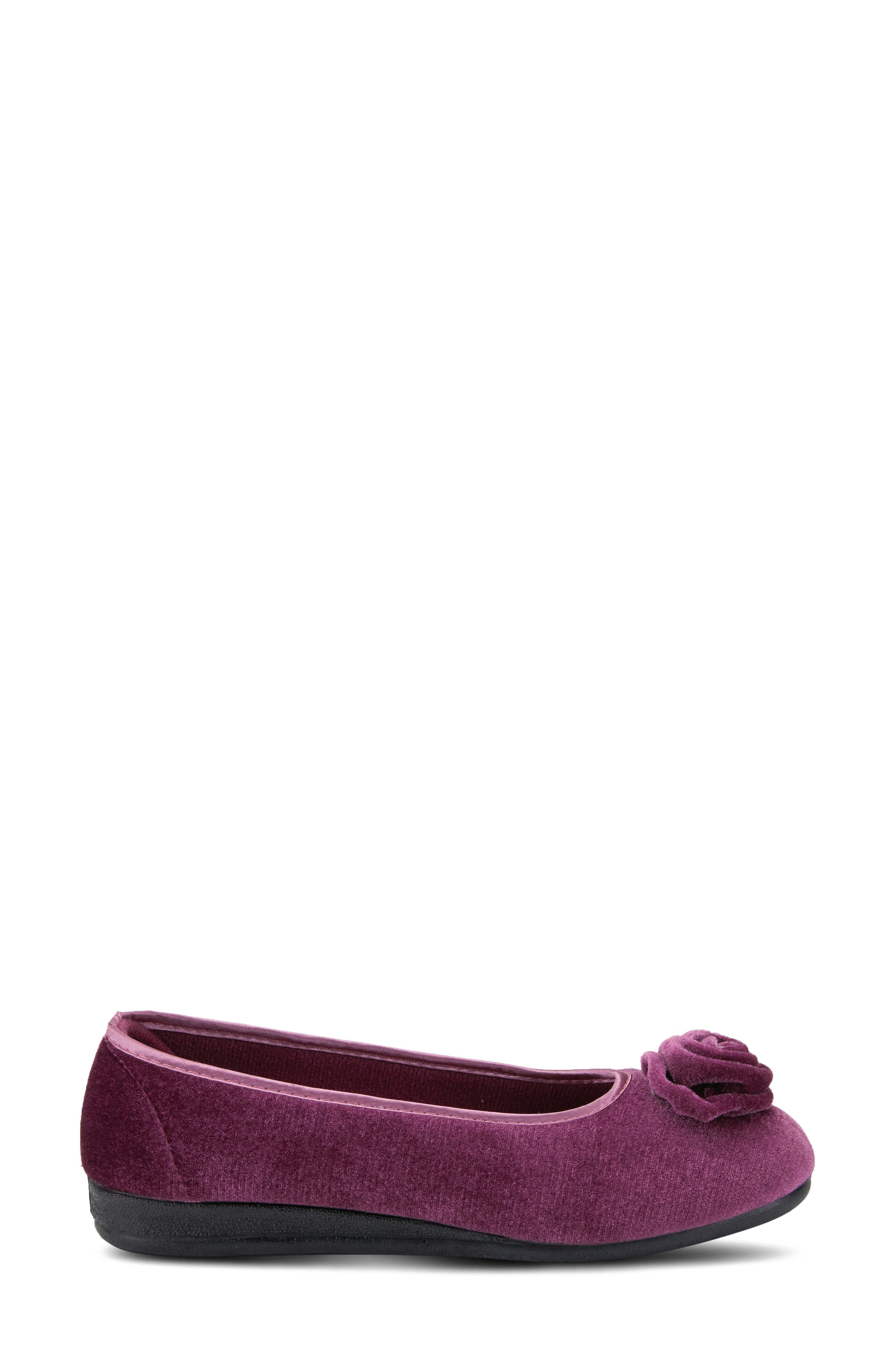 Flexus by Spring Step Roseloud Velvet Slipper, Alternate, color, Purple