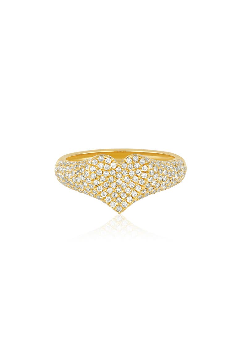 Diamond Heart Signet Ring, Main, color, 14K YELLOW GOLD