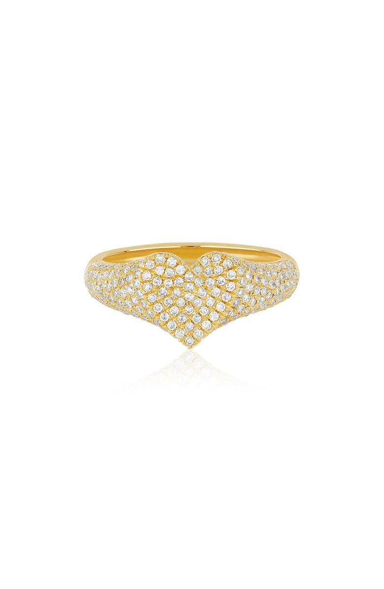 EF Collection Diamond Heart Signet Ring, Main, color, 14K Yellow Gold