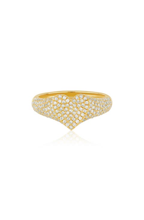 Diamond Heart Signet Ring