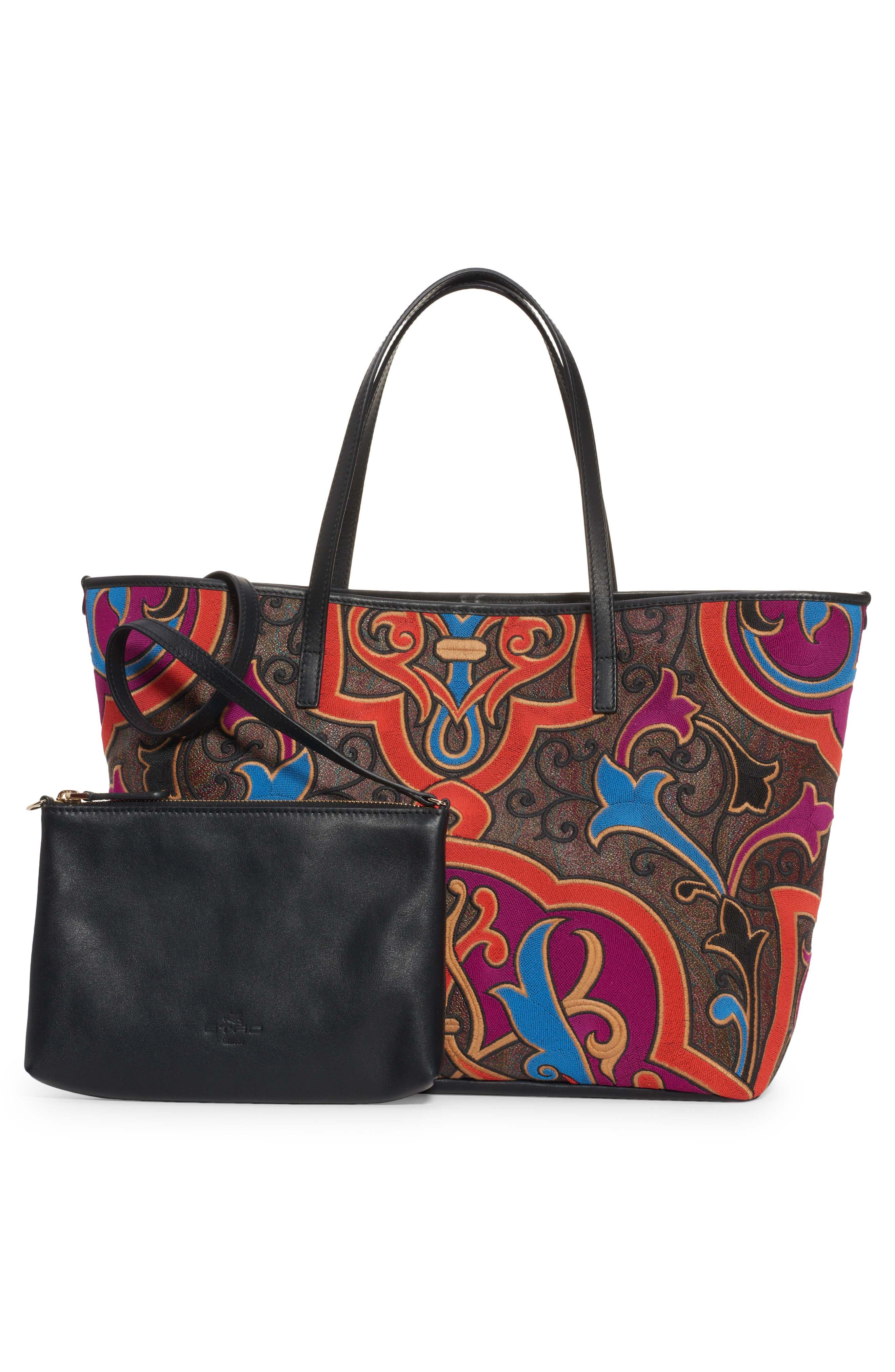 Etro Embroidered Paisley Shopping Tote, Alternate, color, 