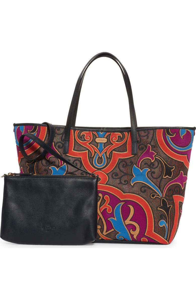 Etro Embroidered Paisley Shopping Tote, Alternate, color,