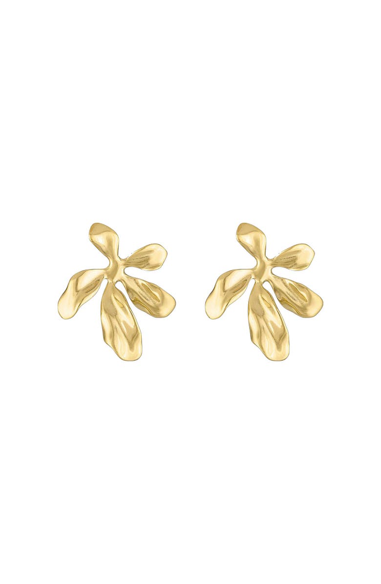 BEN ONI Polished Flower Petal Earrings, Main, color, Gold