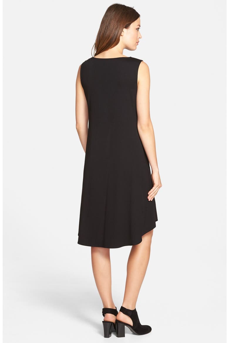 Jersey Jewel Neck Flare Dress, Alternate, color, BLACK
