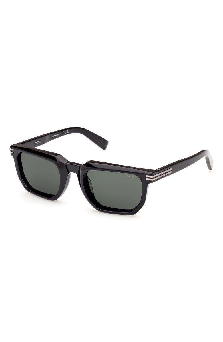 ZEGNA 54mm Polarized Rectangular Sunglasses, Alternate, color, 