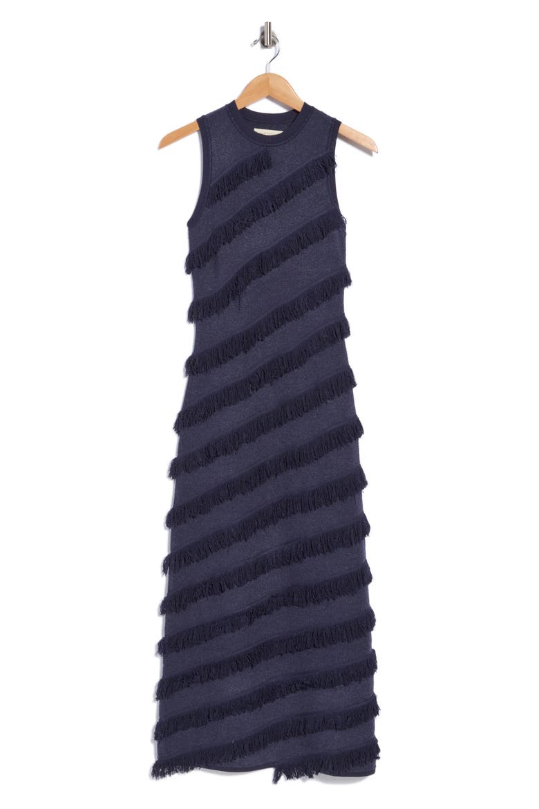 Sorcha Fringe Knit Dress, Alternate, color, NAVY