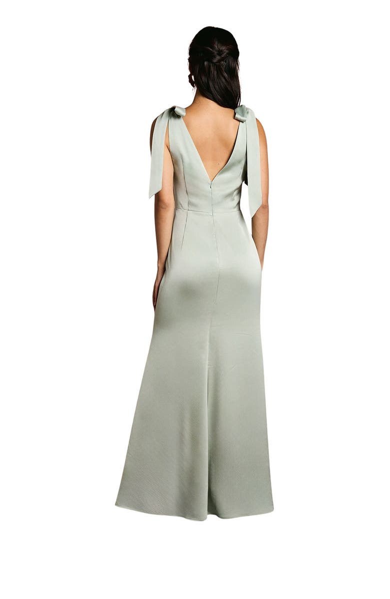 Coast Petite Satin Back Maxi Bridesmaid Dress, Alternate, color, Sage