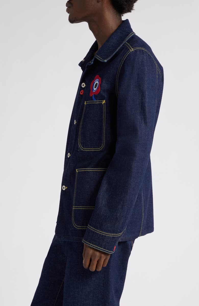 KENZO Target Logo Denim Workwear Jacket, Alternate, color, 