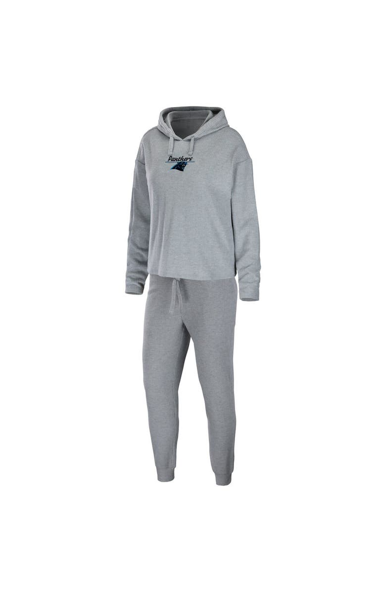 WEAR by Erin Andrews Women's WEAR by Erin Andrews Heathered Gray Carolina Panthers Pullover Hoodie & Pants Lounge Set, Main, color, 