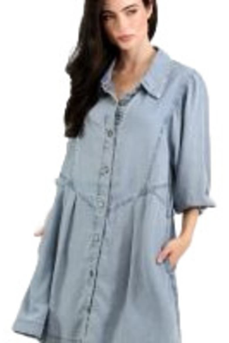 Supercut Denim Dress, Alternate, color, Mid Denim