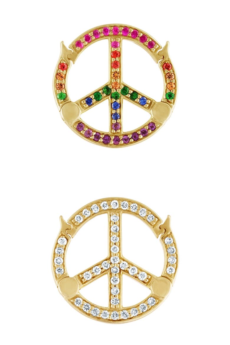 14k Gold Rainbow Peace Charm, Main, color, RAINBOW