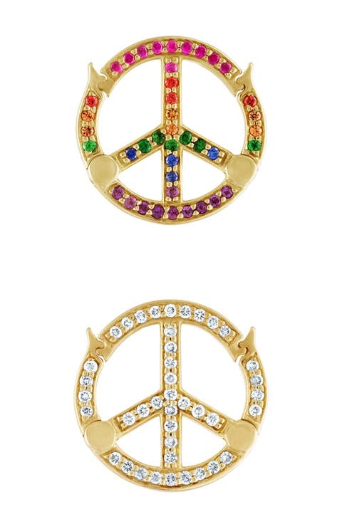 14k Gold Rainbow Peace Charm