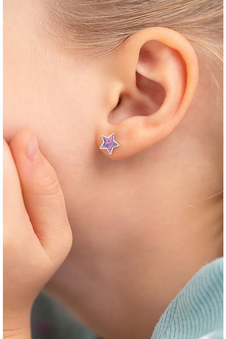 Sparkle Star Earrings, Alternate, color, Lavender