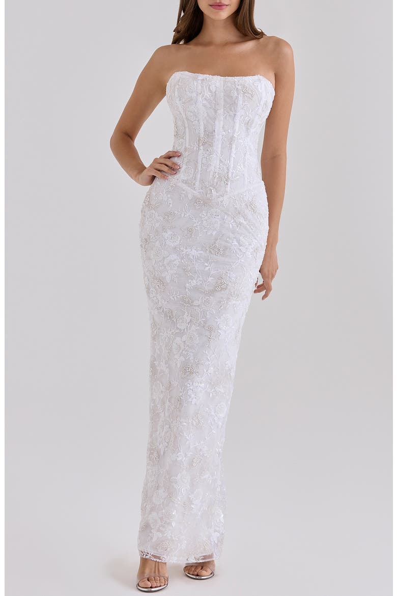 Anisa Beaded Sleeveless Gown, Main, color, WHITE