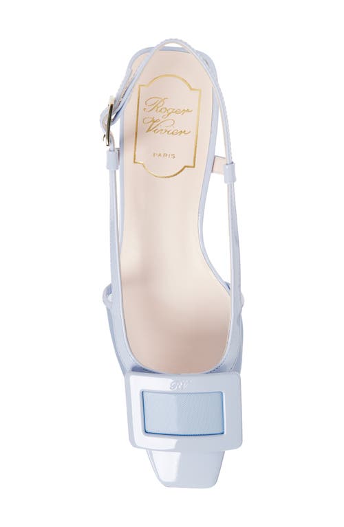 Roger Vivier Belle Vivier Buckled Patent-leather And Mesh Slingback Pumps In Placid Blue/celestial Blue