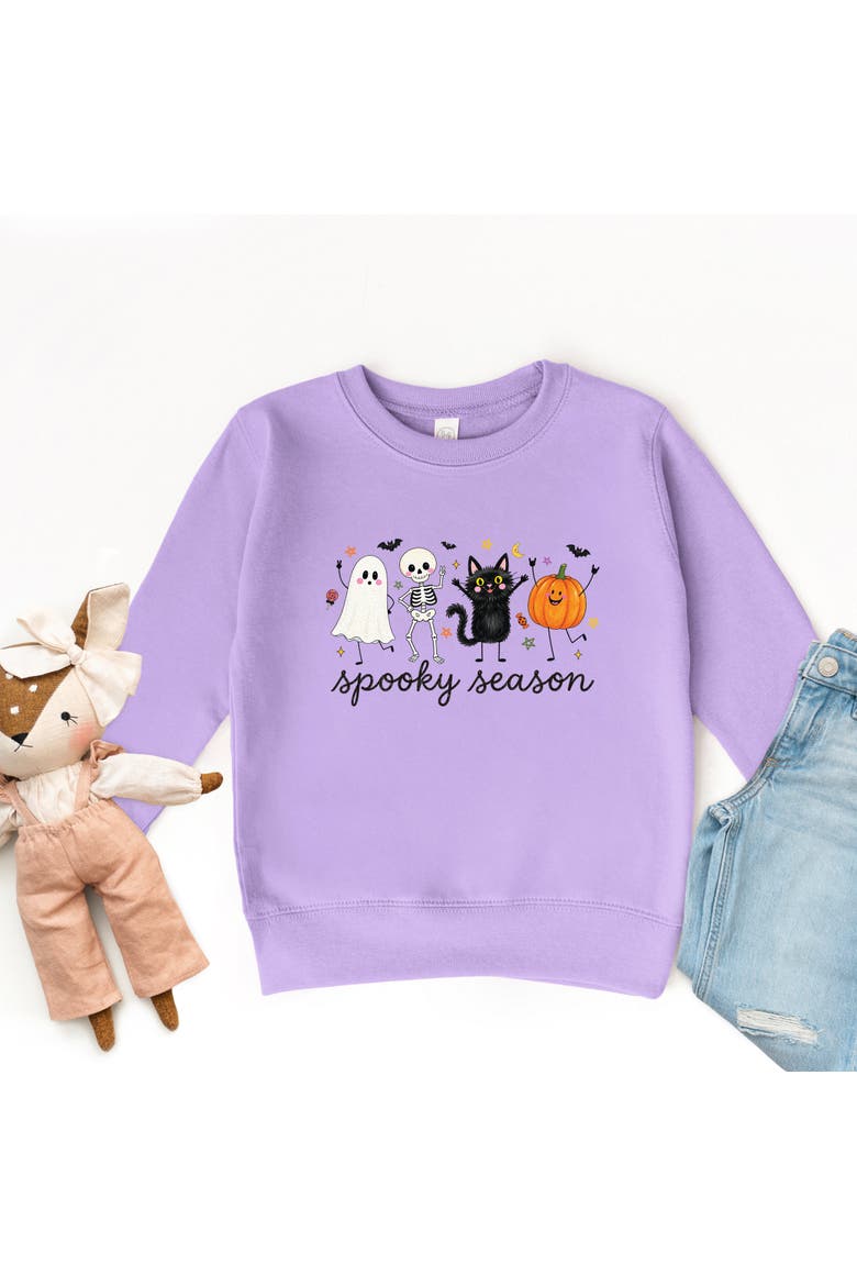 Spooky Season Stick Figures Toddler Graphic Sweatshirt, Alternate, color, Lavender