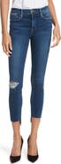 FRAME Le High High Waist Staggered Hem Slim Jeans
