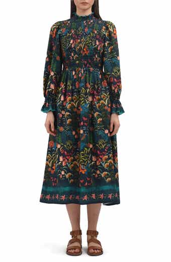 Celina Moon Aurnia Floral Long Sleeve Midi Dress