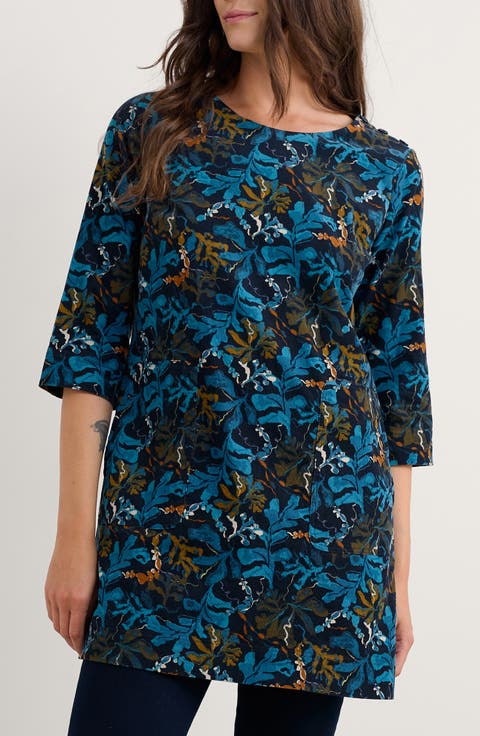 Port Gaverne Floral Organic Cotton Pincord Tunic