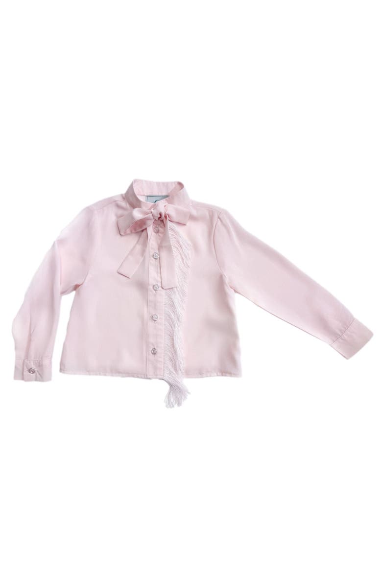 Petite Maison Kids Crepe Fringe Blouse, Alternate, color, Pink