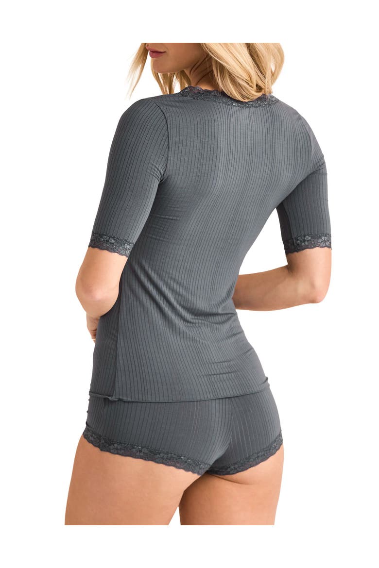 Roxie T-shirt & Hot Short PJ Set, Alternate, color, Dark grey