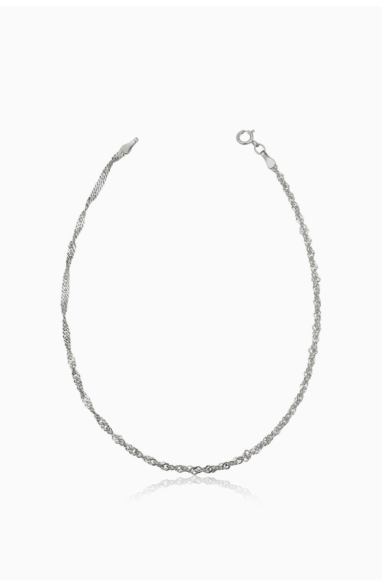 Oradina 14K Gold Spirah Anklet, Main, color, White Gold