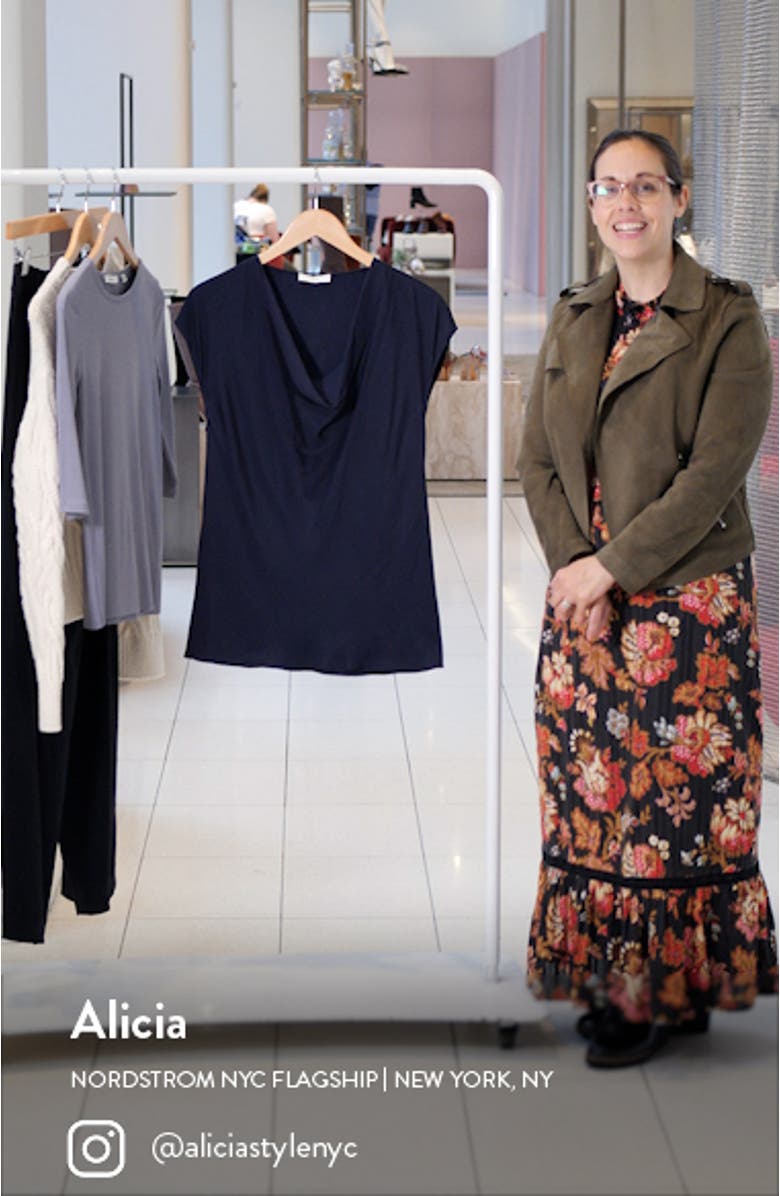 Cowl Neck Cap Sleeve Silk Blend Blouse, sales video thumbnail