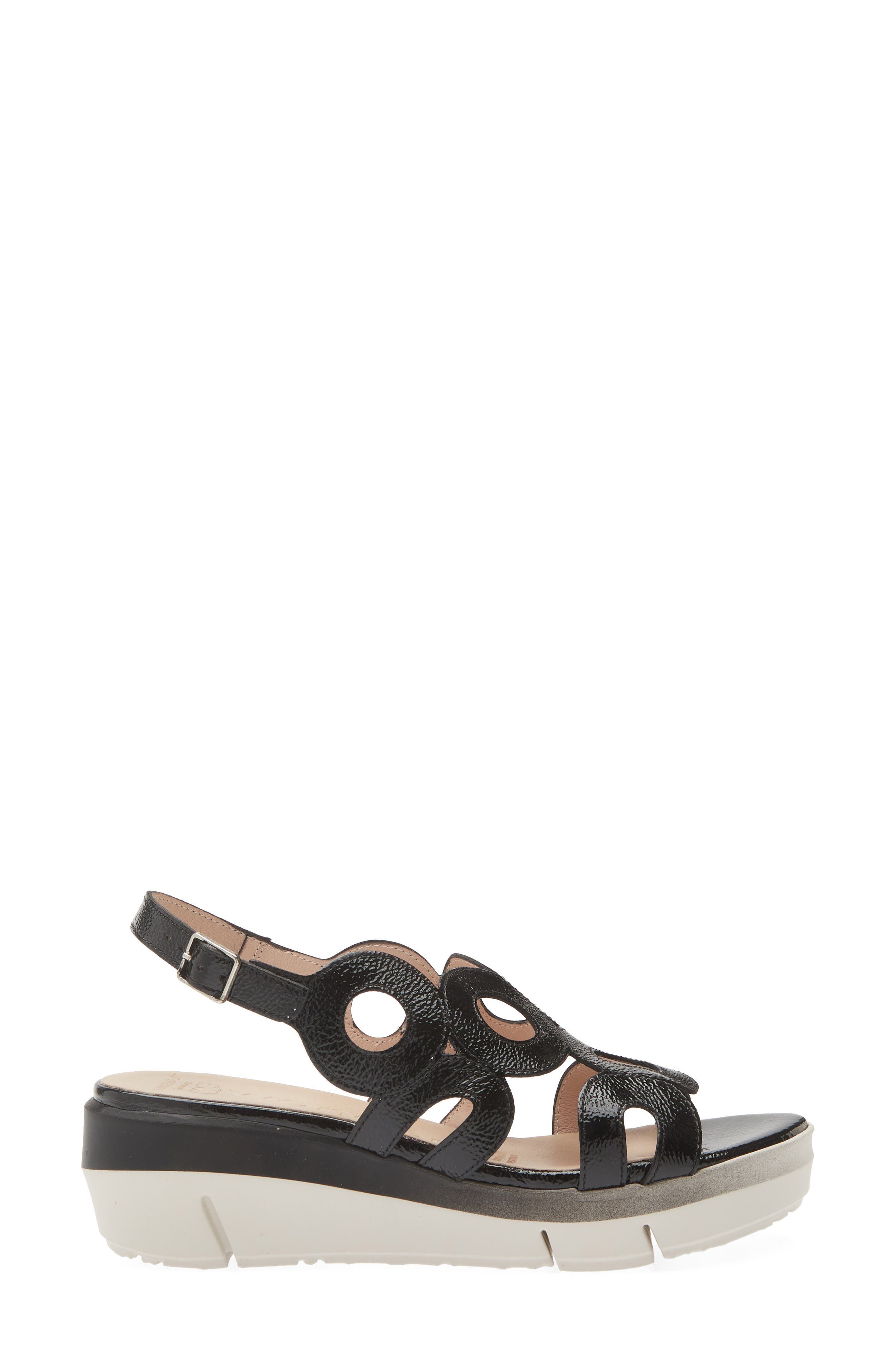 Wonders Slingback Platform Slide Sandal, Alternate, color, Lack Black