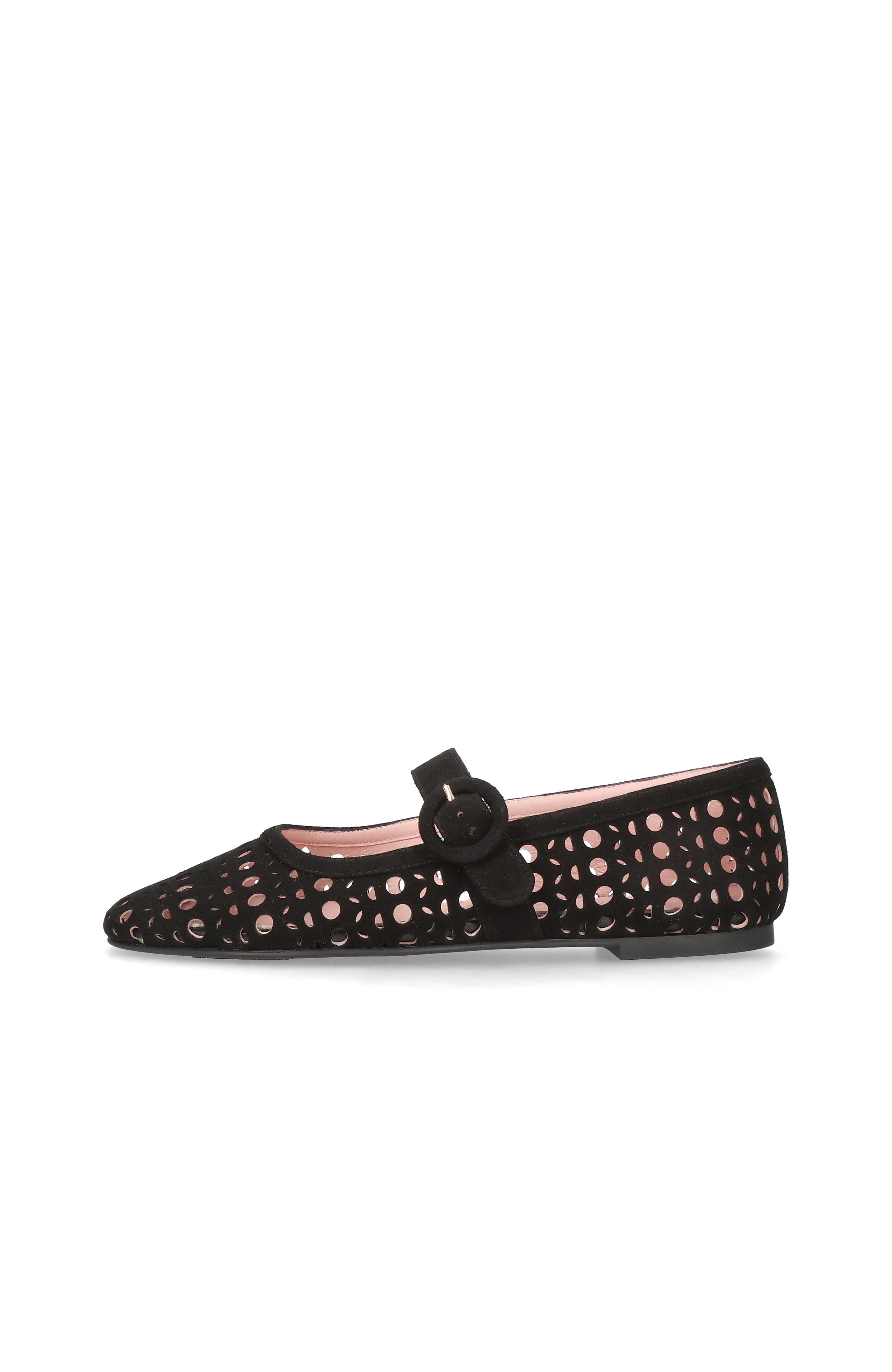 Pretty Ballerinas Suede Die Cut Mary Jane, Alternate, color, Black