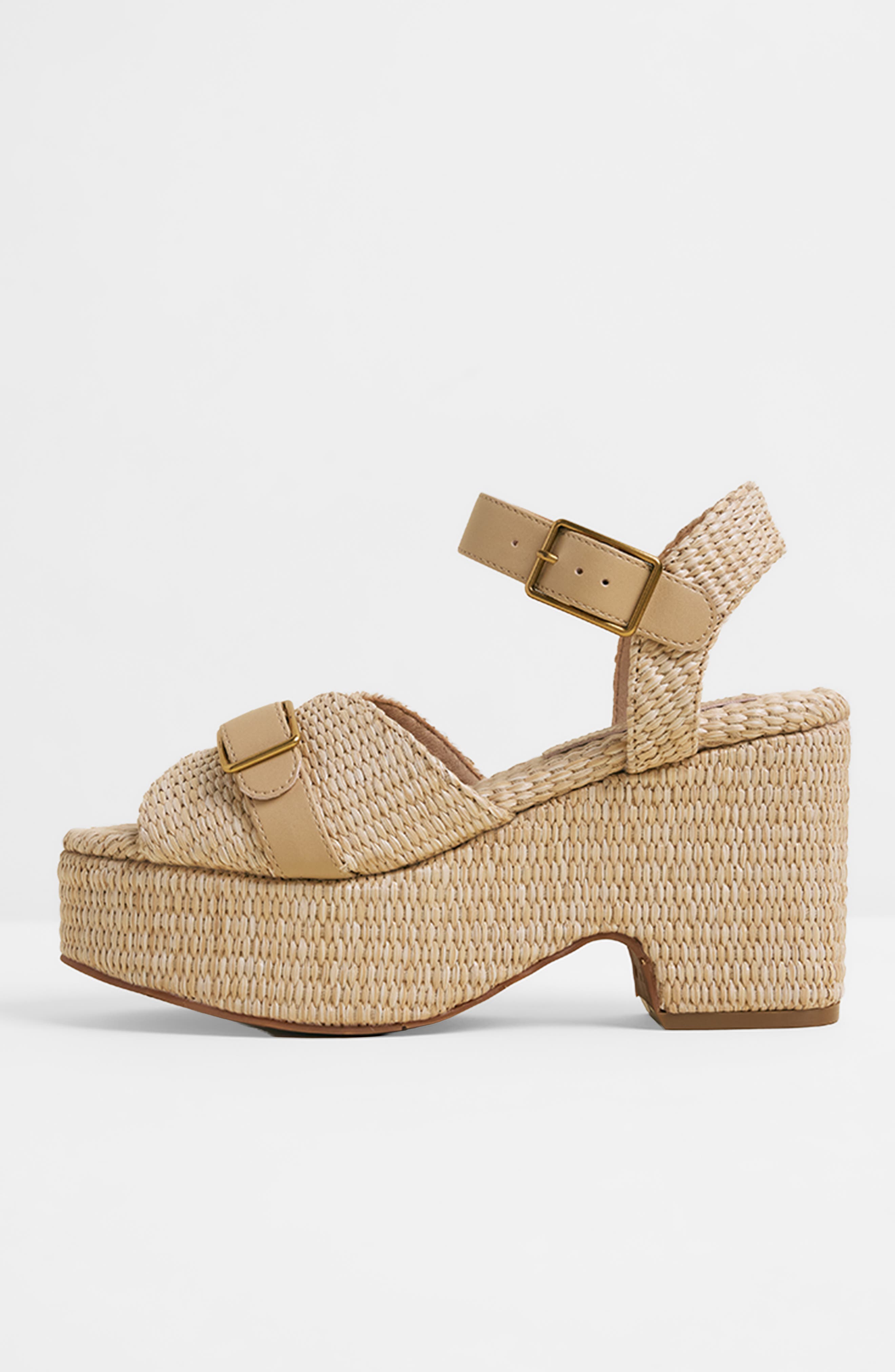 Charlotte Stone Raf Platform Sandal, Alternate, color, Natural Raffia
