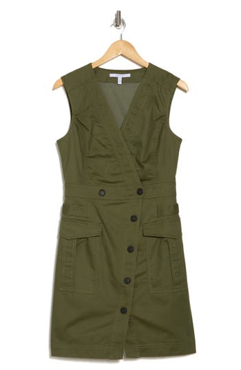Derek Lam 10 Crosby Elena Sleeveless Utility Dress In Fatigue
