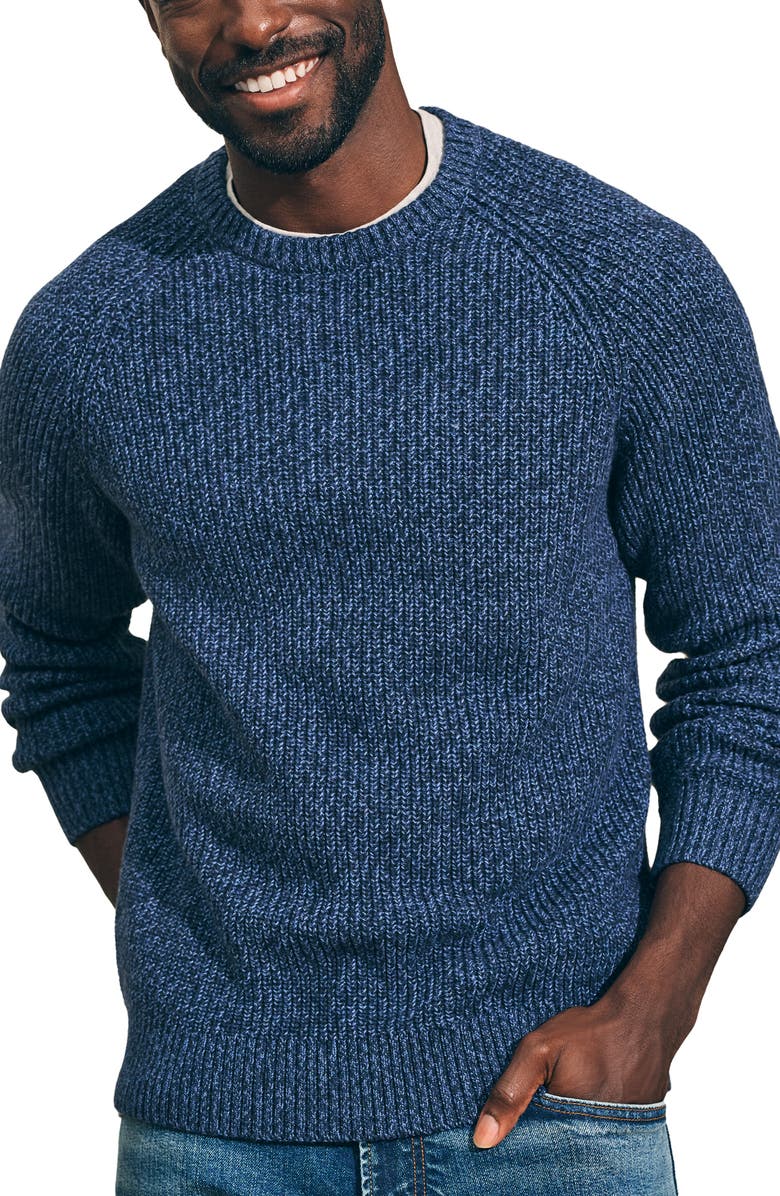 Faherty Marled Crewneck Cotton & Cashmere Sweater, Main, color, 
