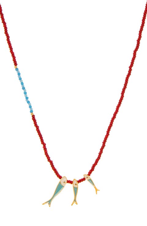 Brookie Fish Beaded Necklace