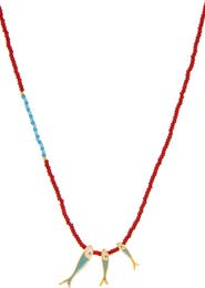 MARLYN SCHIFF Brookie Fish Beaded Necklace